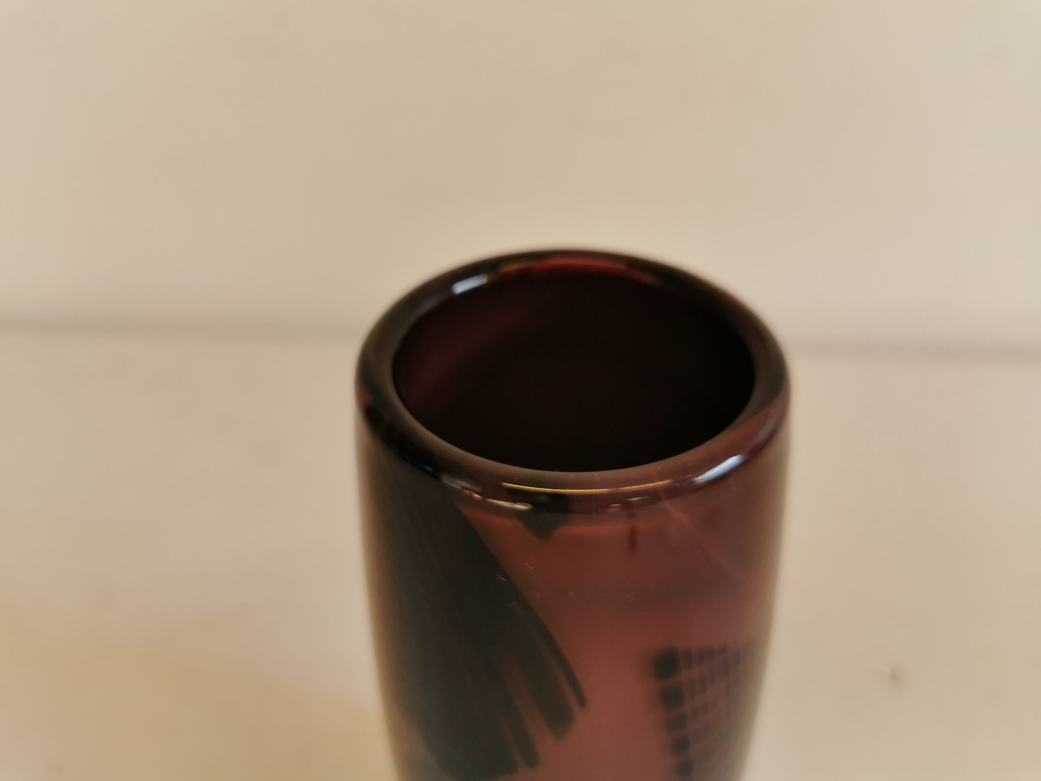 Glass vase in purple colours/nuances, estimated Danish and from the 1970-80s.