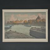 Lithograph by Henri Rivière, Parisian Landscapes, The Institute and the City