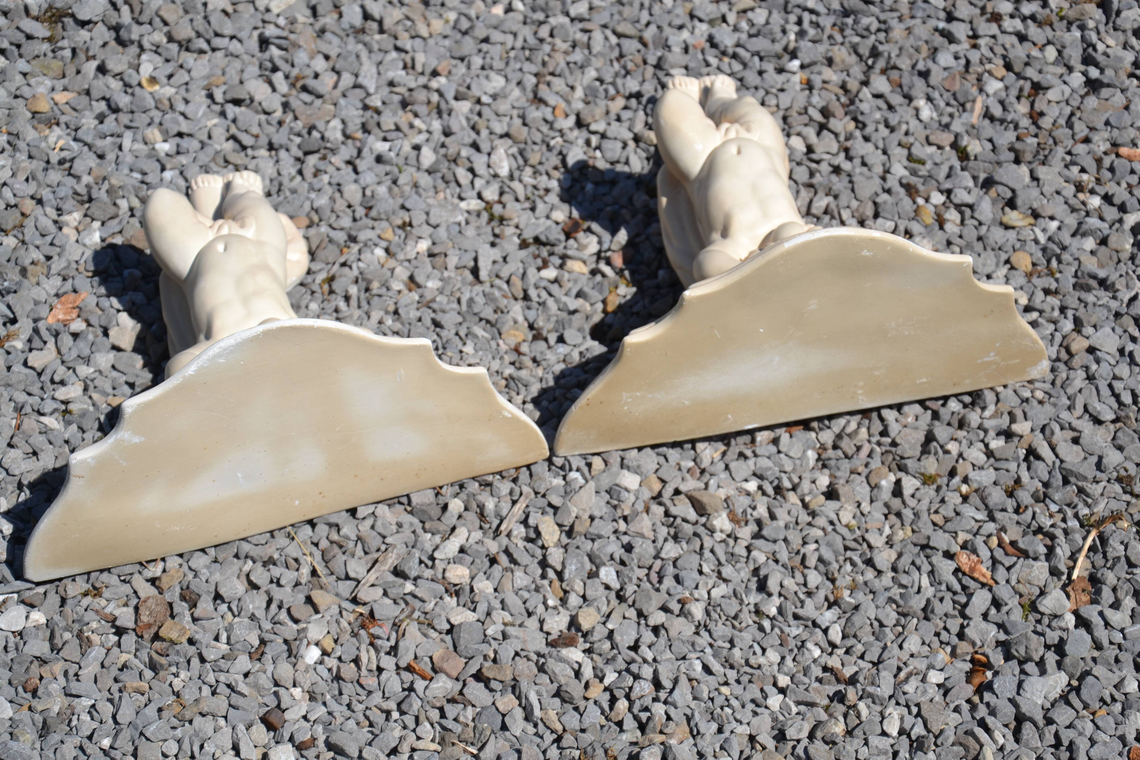 2 étagères angelots en plâtre