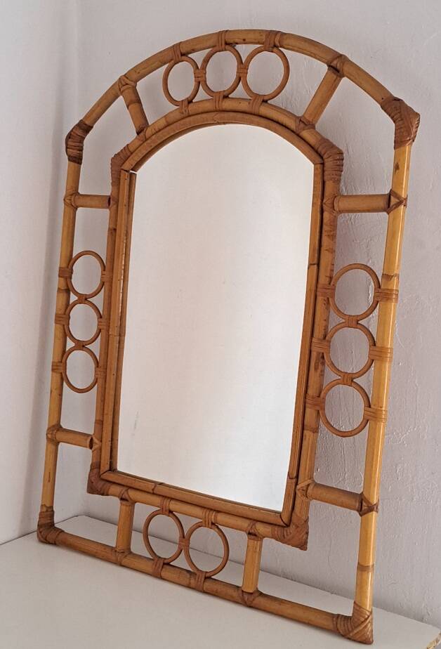 Vintage bamboo mirror