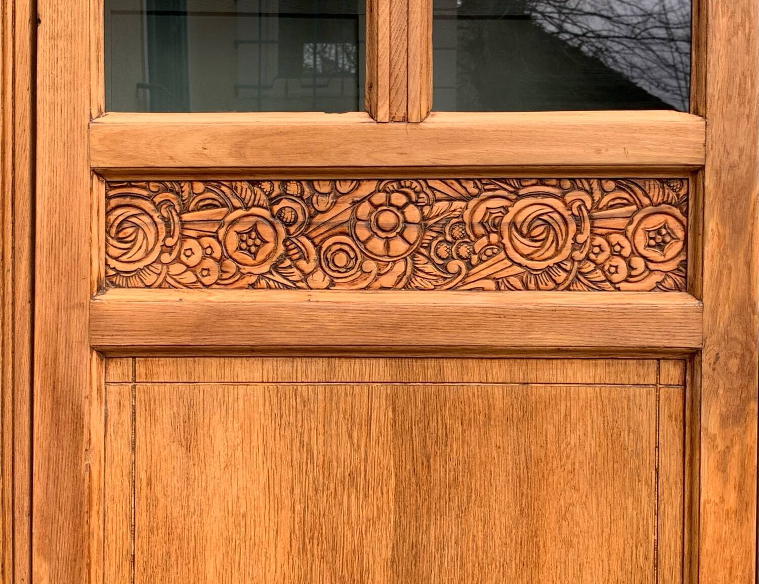 Parisian glass cabinet art deco raw wood