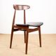 Set of 6 Thonet dining chairs, in brown lacquered wood and black leatherette, 1960.