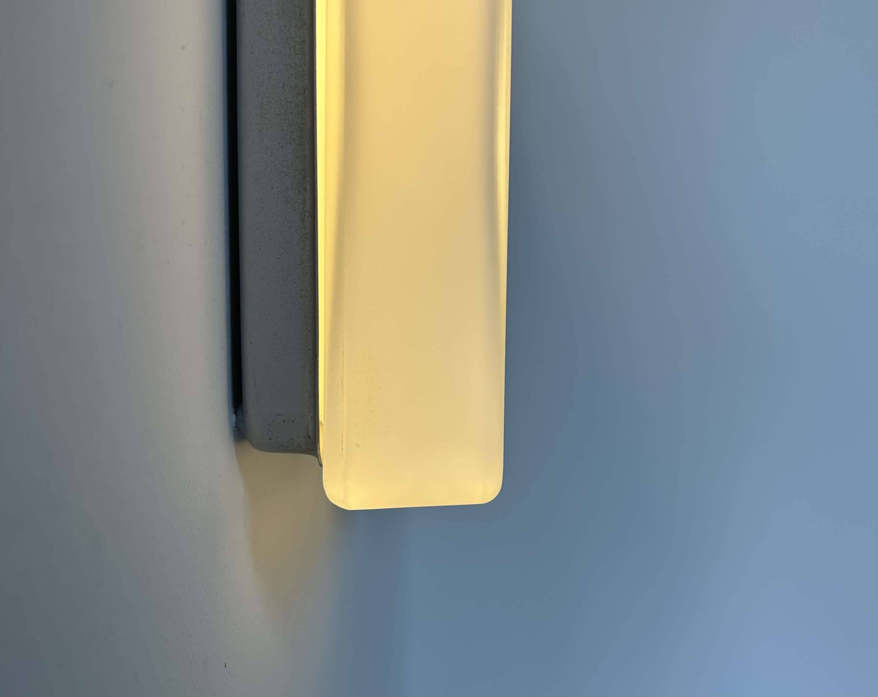Set of 3 vintage square opaline wall lights, France 1970