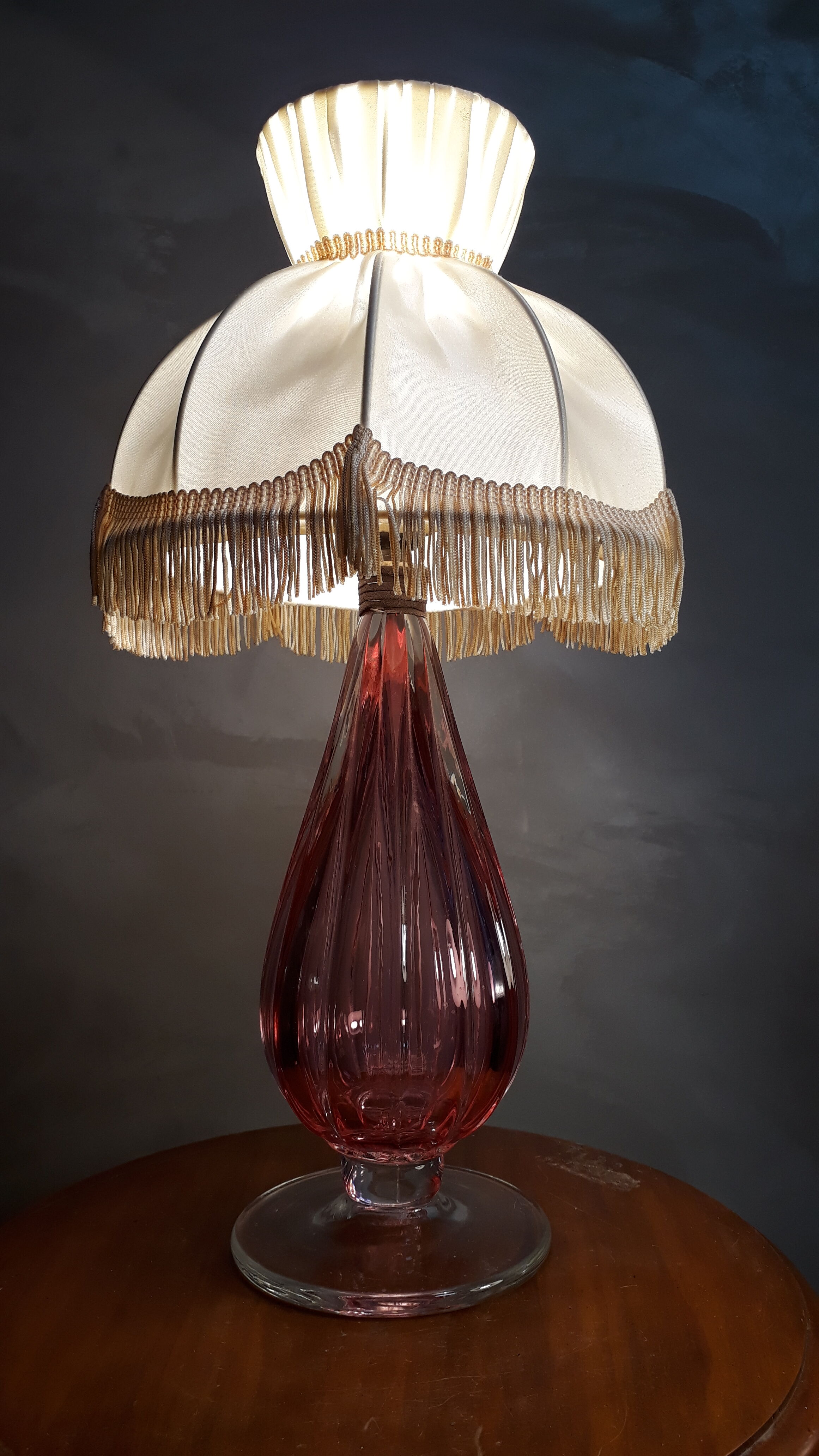 murano lamp glass blown pink Italy 1950 a 60
