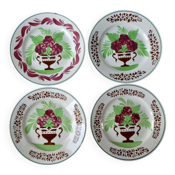 4 flat plates Sarreguemines from the 1900s