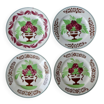 4 assiettes plates Sarreguemines époque 1900