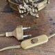 Table lamp in brass, beads and glass pendants