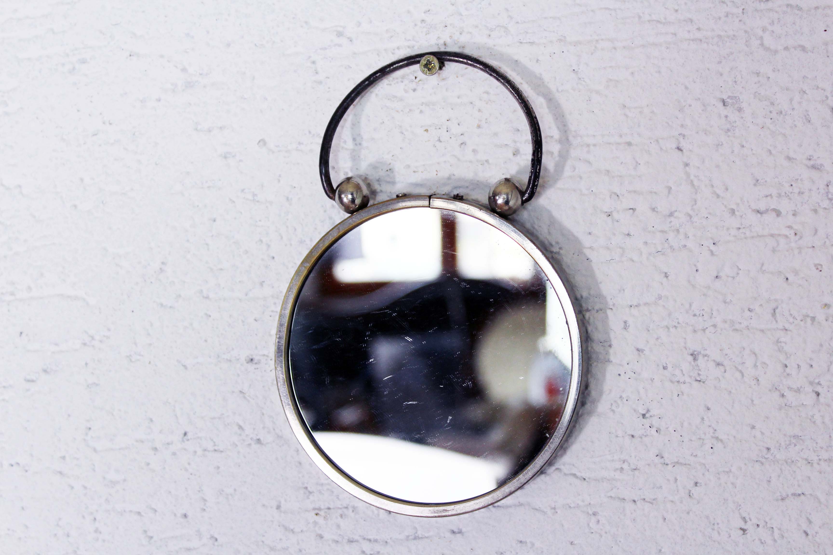 Vintage barbershop mirror to be placed or suspended 12,5x12,5cm