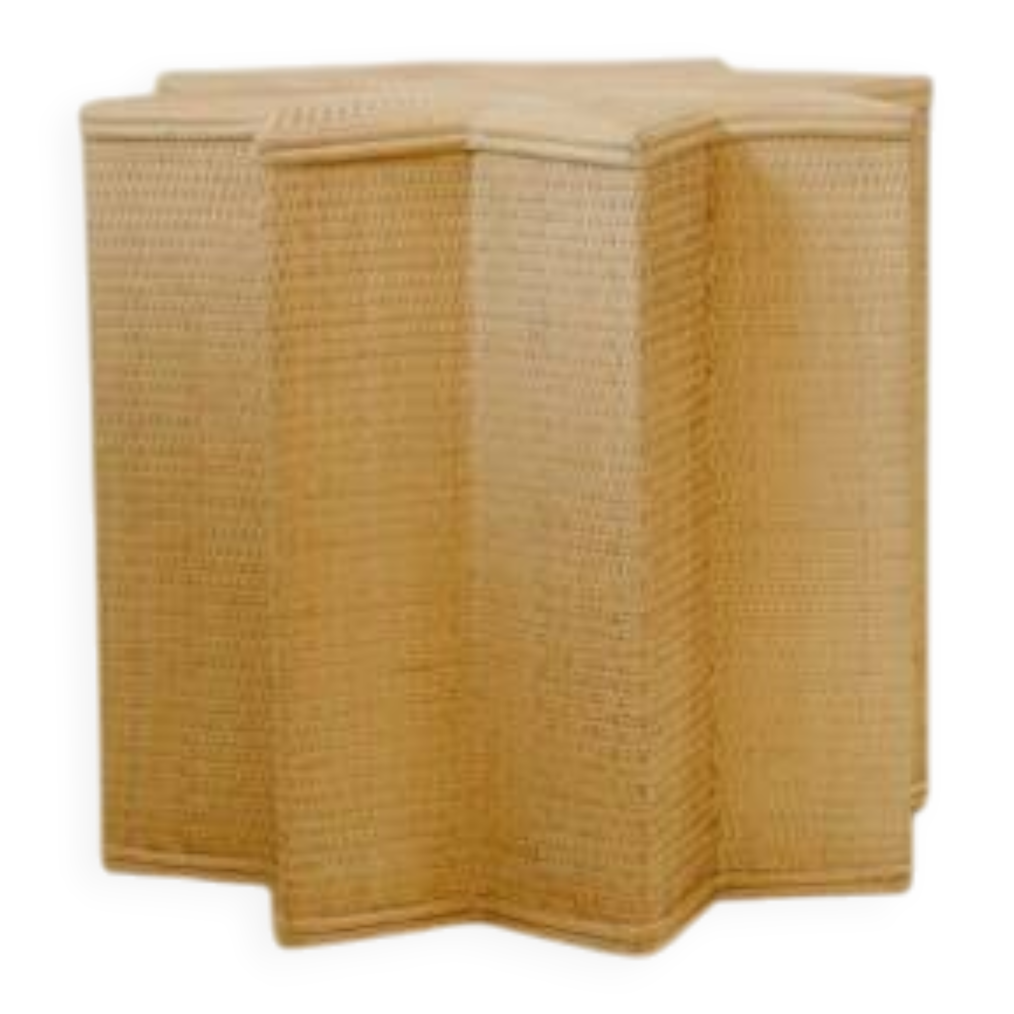 Small star-shaped side table in cream-colored rattan