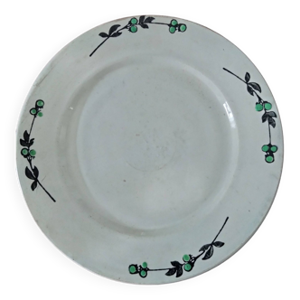 Earthenware dinner plate by Somain Bordier model hand painted