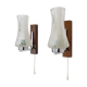 Pair of Scandinavian vintage wall sconces with pull shot, wood and chrome metal. Year 60