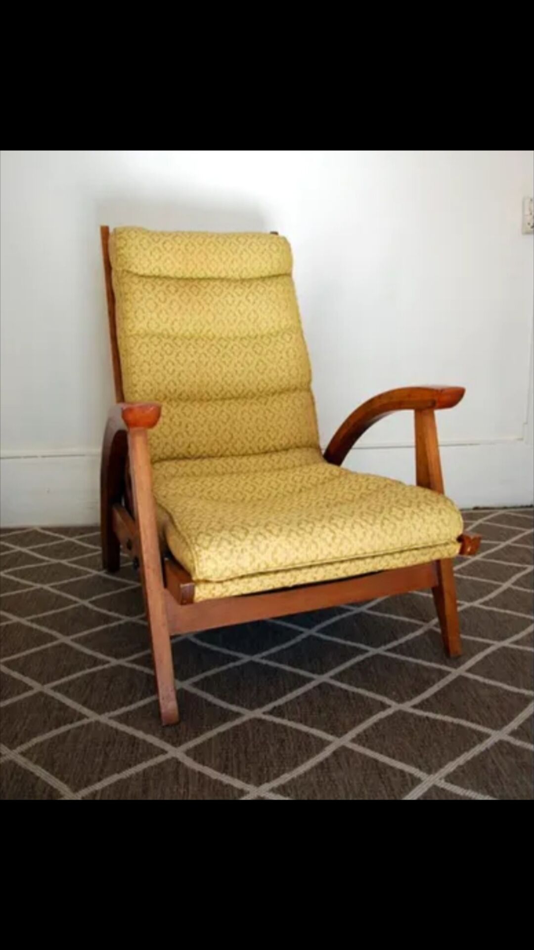 Vintage yellow wood rocking chair
