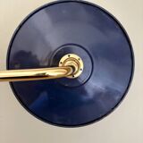 Applique coudée abat-jour vintage en tôle émaillée bleue