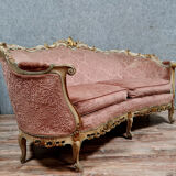 Banquette basket Louis XV Venetian lacquered and gilded wood circa 1900