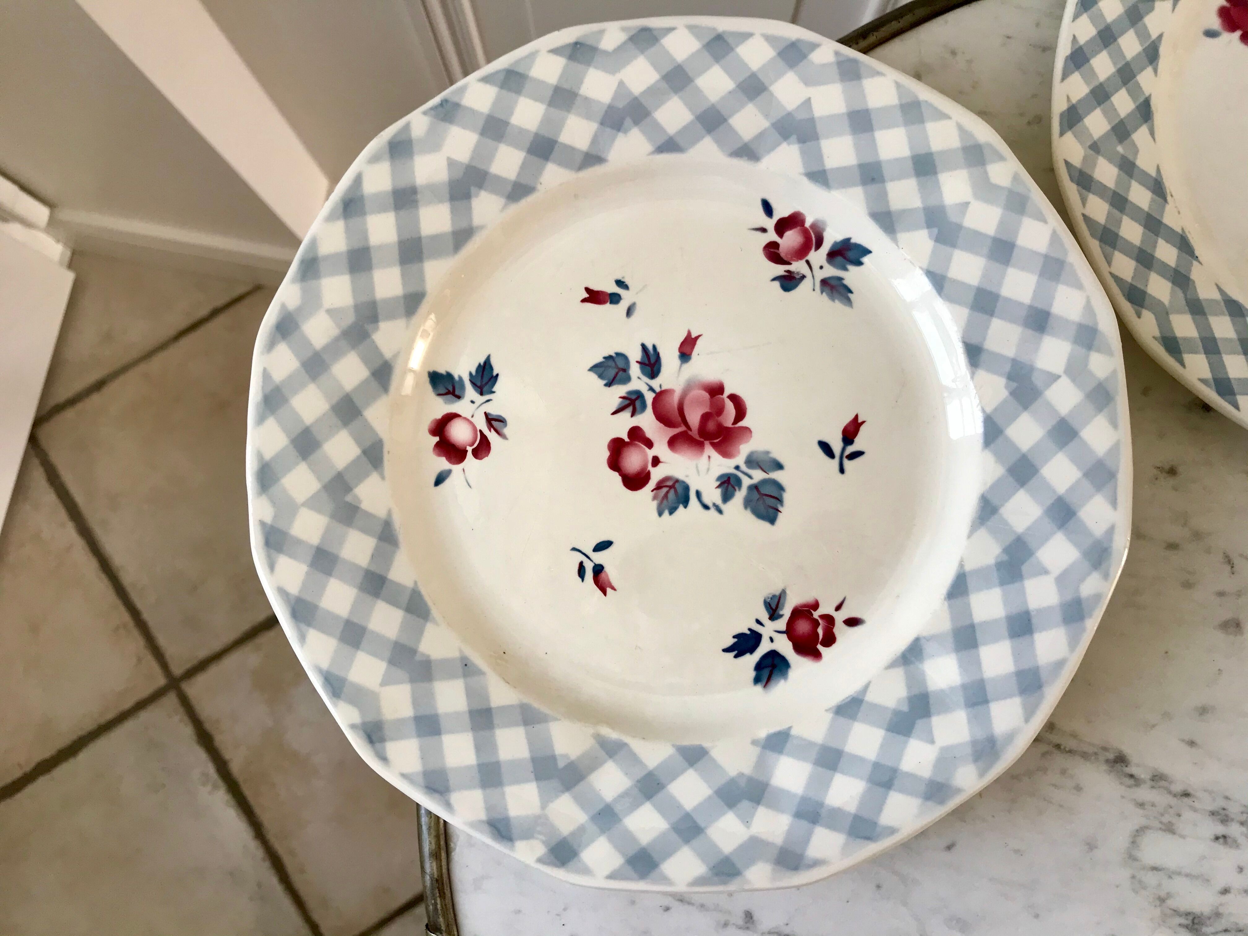 Set of 8 flat plates Digoin Sarreguemines 30s 40s