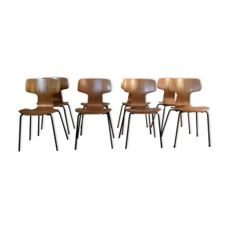 8 chaises modèle 3103 Hammer par Arne Jacobsen pour Fritz Hansen années 1974