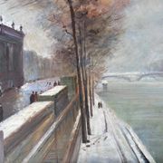 Tableau hst "quai de seine, paris en hiver" école h. a. schaeffer - g.m. + cadre