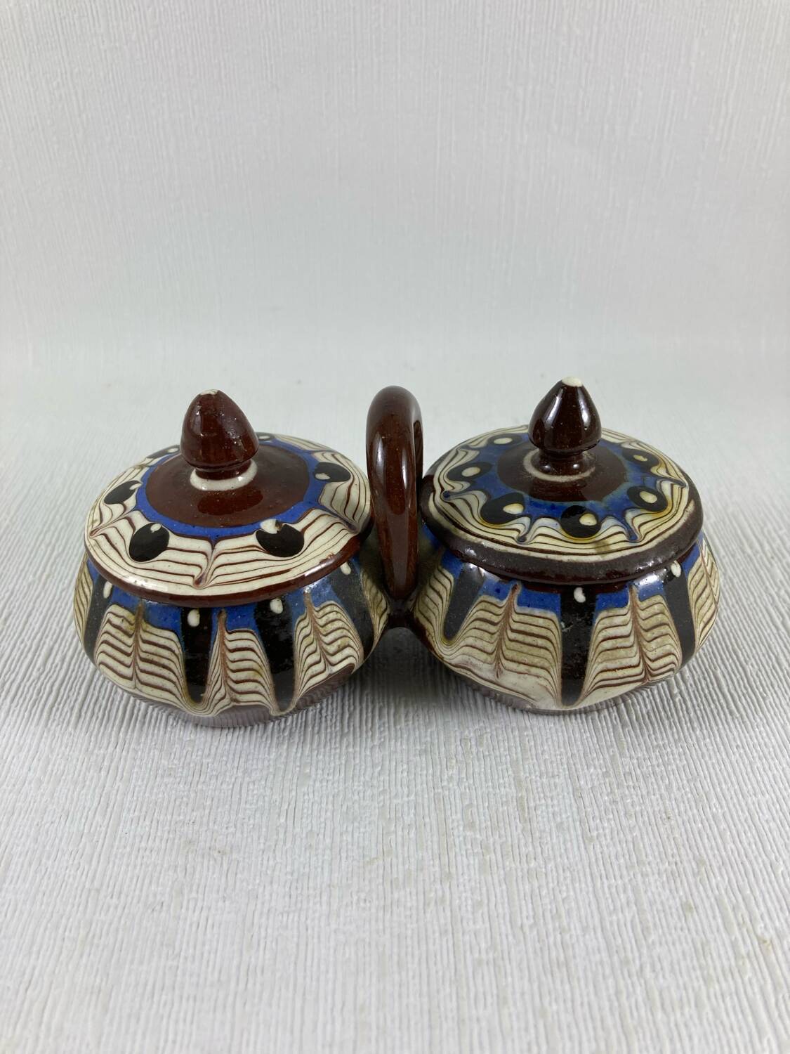 Saleron Double Covered Salt and Pepper Terracotta Glazed Bulgarian Monas