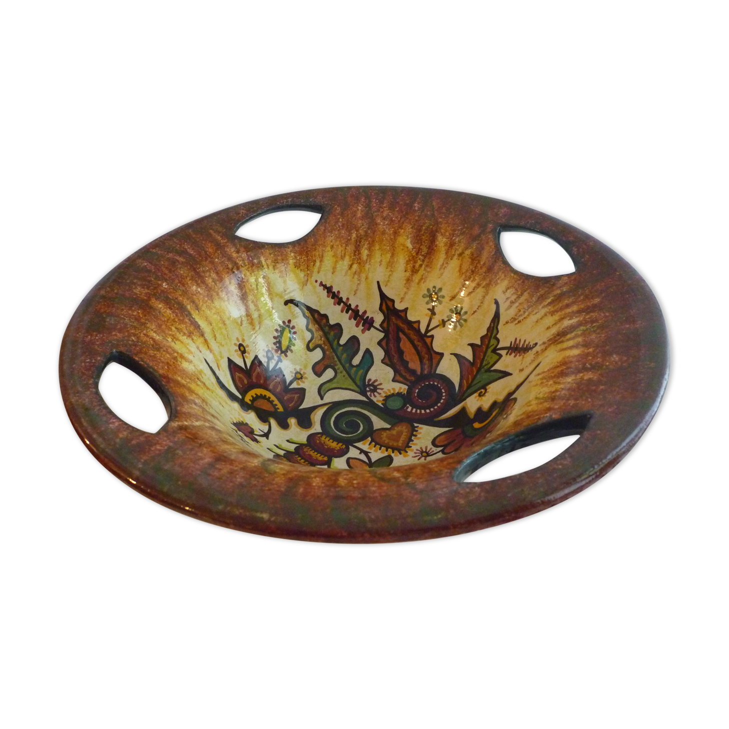 Large quimper ceramic bowl cut by "Fouillen"