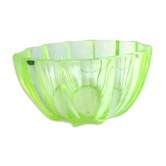 Uralolin yellow crystal bowl, with godrons, UV tested, uranium oxide