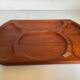 Pair of wooden snack meal trays with compartments.