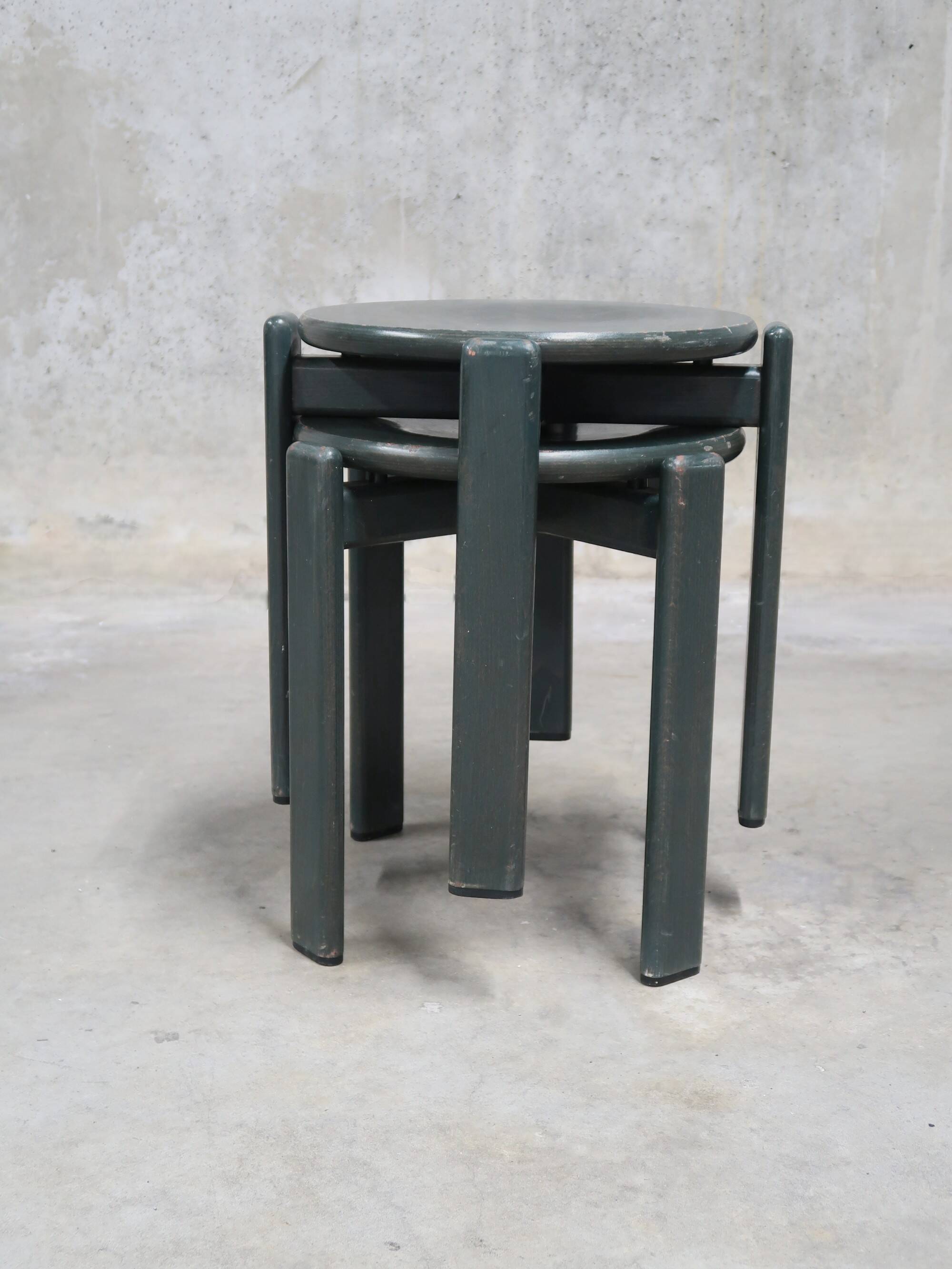 2 solid wood stools