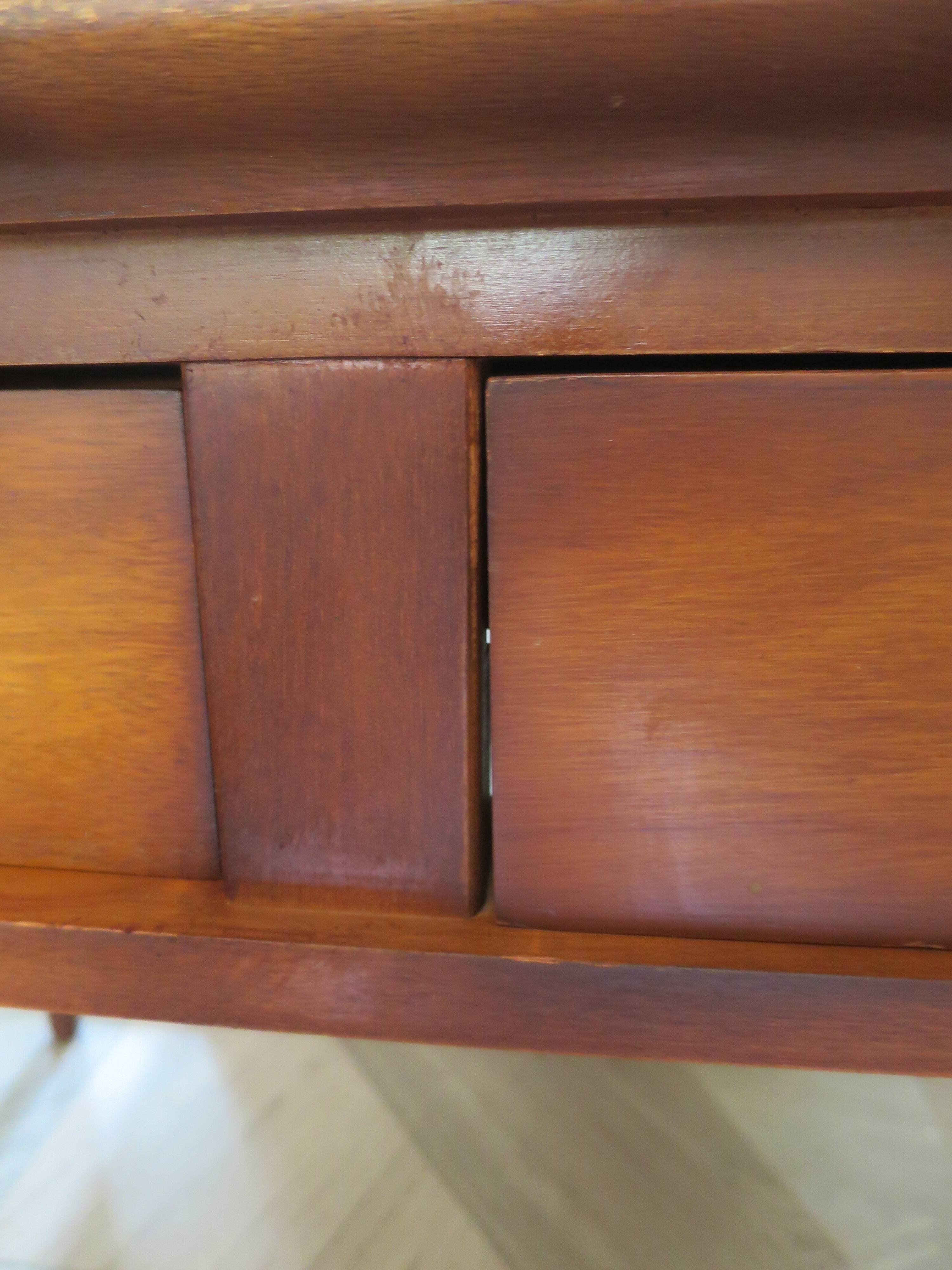 minister's desk - 2 drawers - solid wood - faux leather writing pad - Louis Philippe