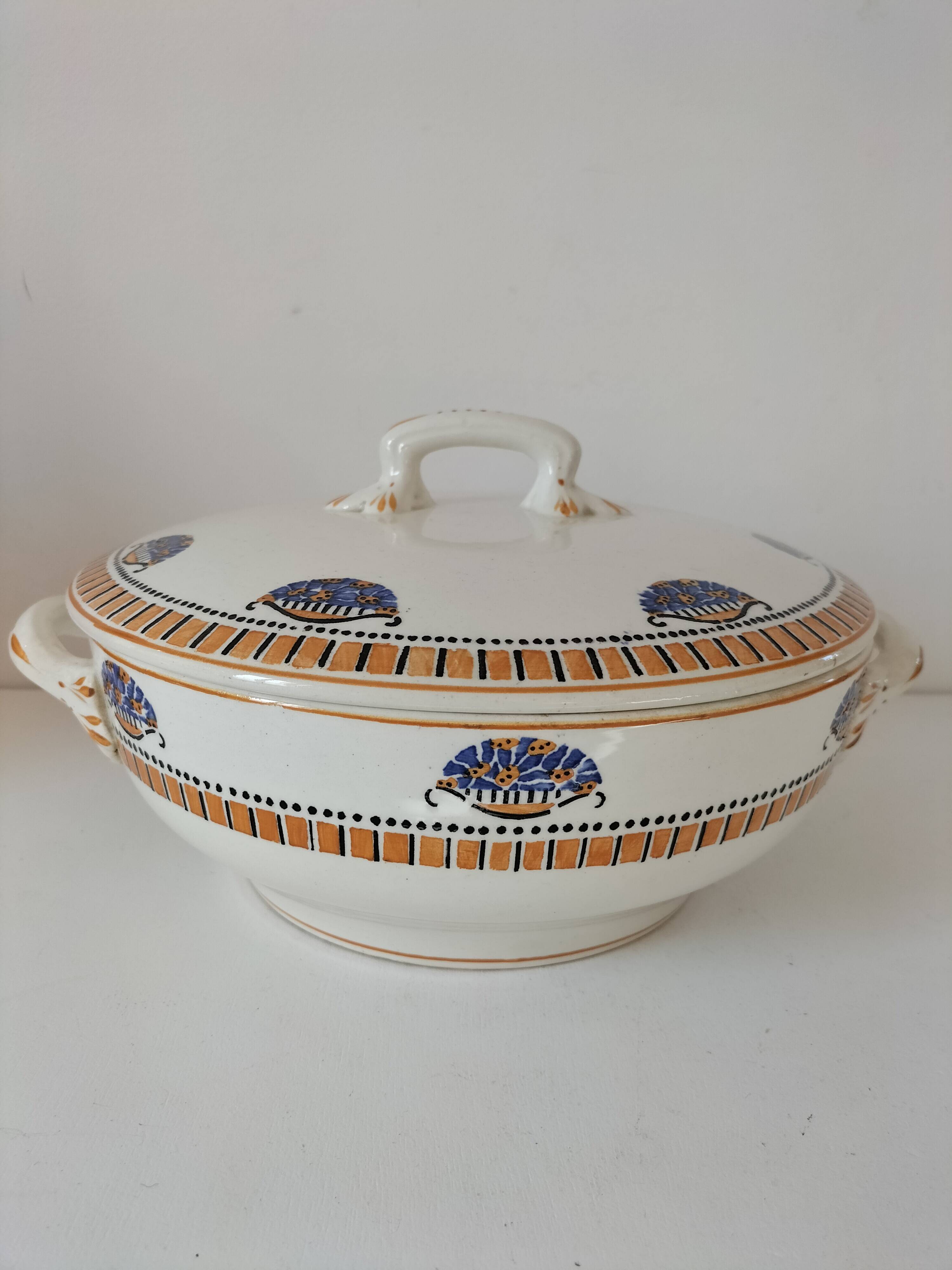 Art Deco Longwy earthenware soup tureen