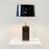 Vintage brass agate table lamp, 1970s