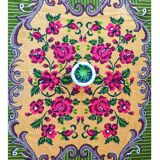 Gorgeous cross stitch floral carpet with red roses made by hand on heme Romania 148x196cm