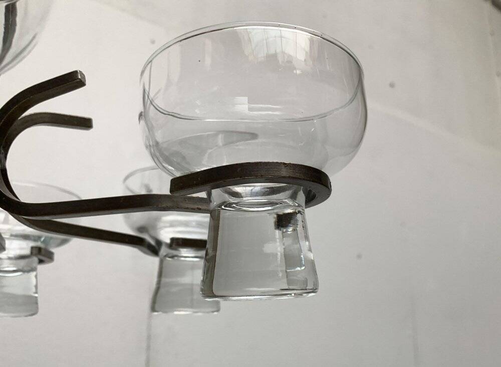 Mid-century metal and glass candle holder suspension from Denmark, 1960s.