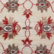 Red beige wool rug handmade oriental carpet traditional living room rug- 86x123cm