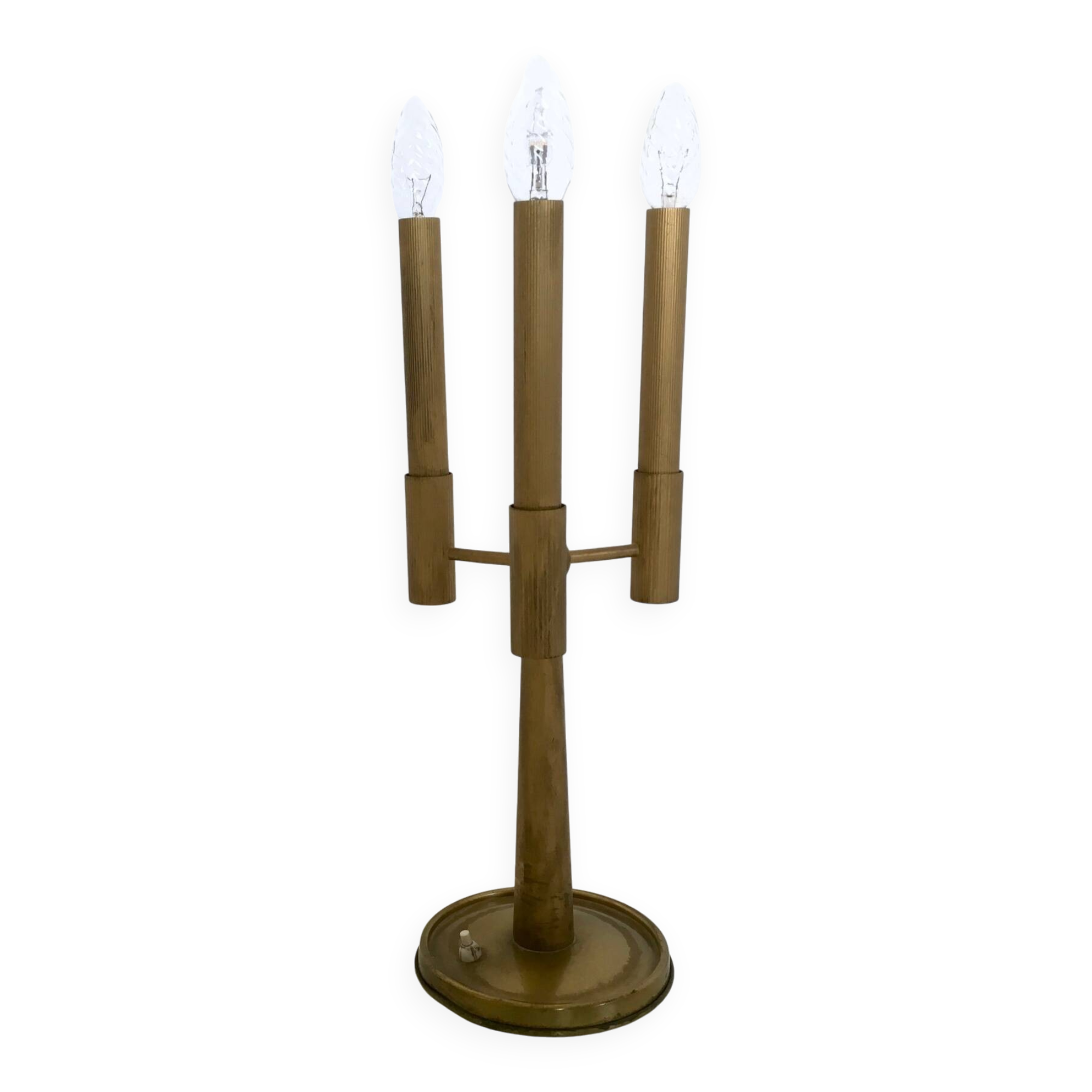 Vintage Three-Arm Brass Table Lamp with a Candelabra Design, Italy