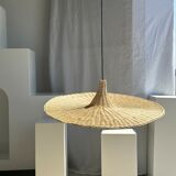 Large suspension, rattan luminaire in hat shape D:80cm