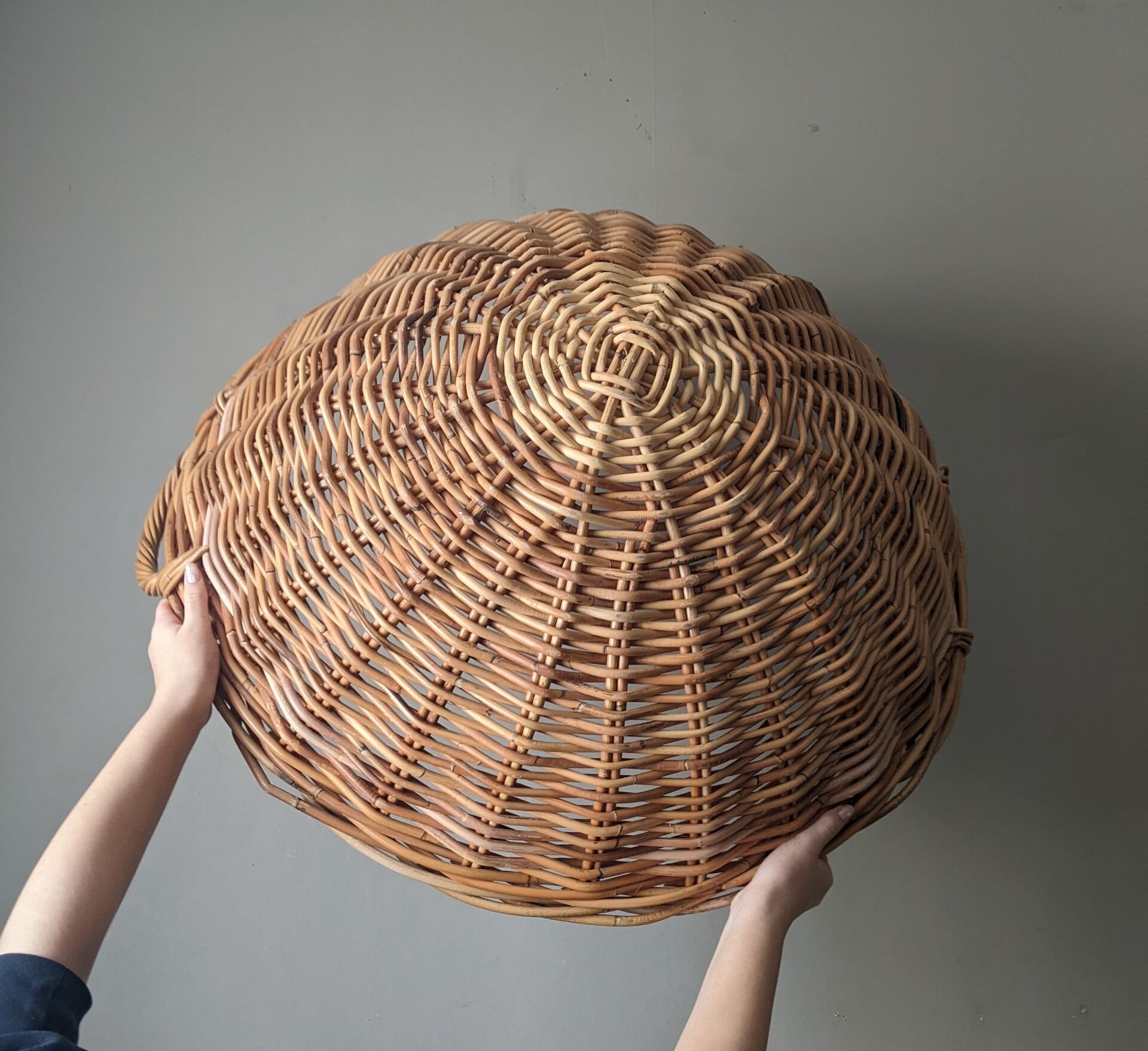 Vintage handmade wicker storage basket