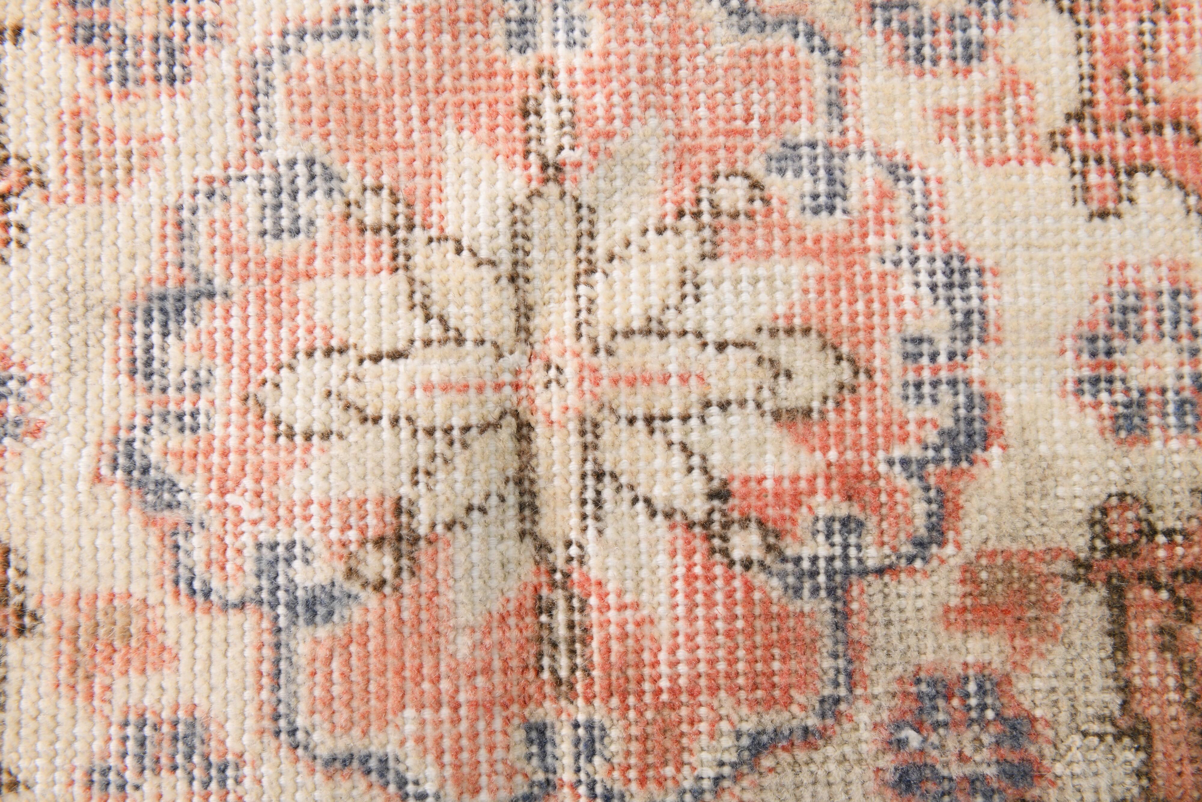 8x12 Classic Pattern Peach & Blue Vintage Rug, 258x357Cm
