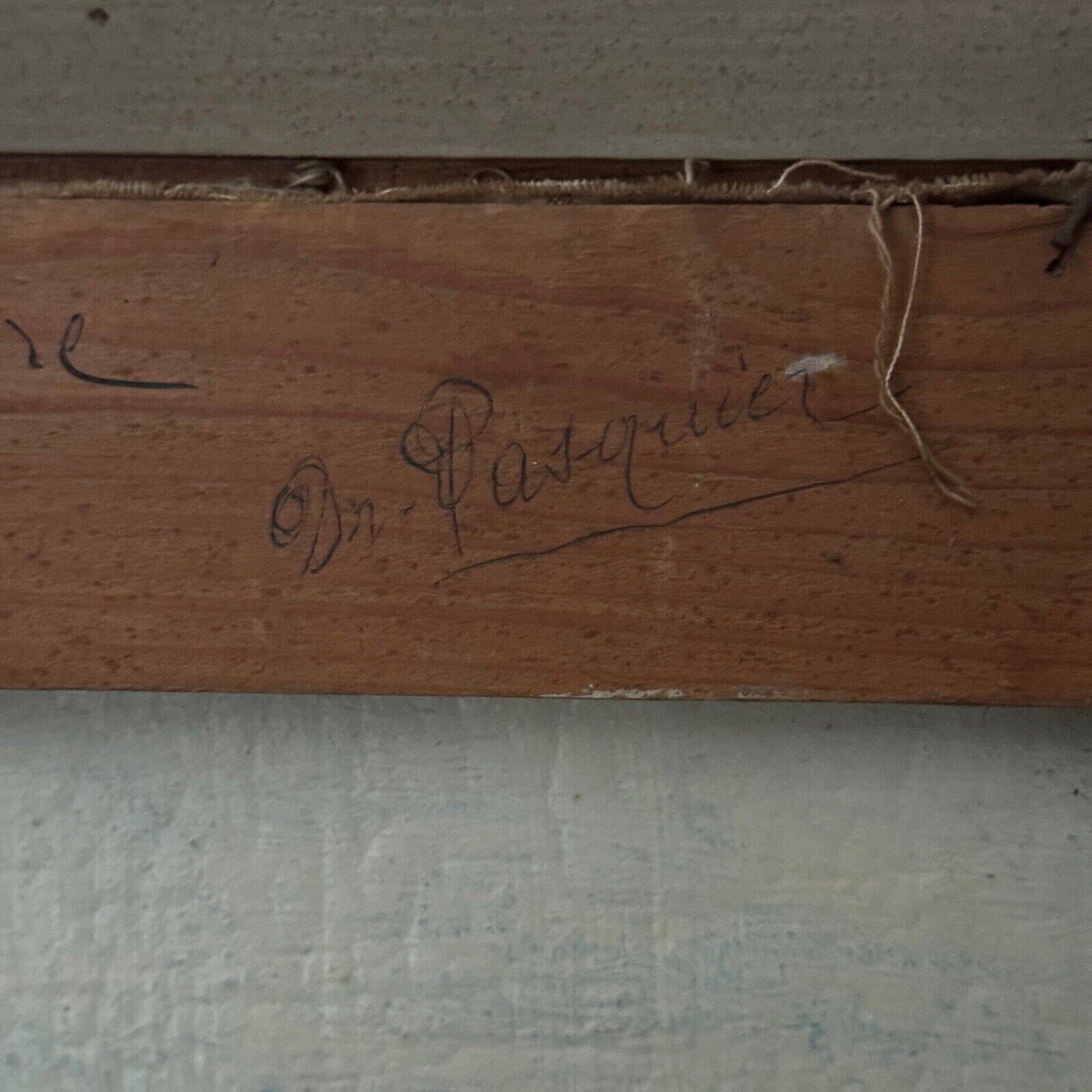 Oil on canvas of Breton farms by Pasquier, early 20th century