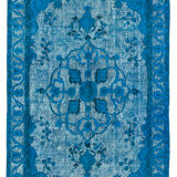 Hand-Knotted Bohemian Turkish 1970s 152 cm x 263 cm Blue Carpet