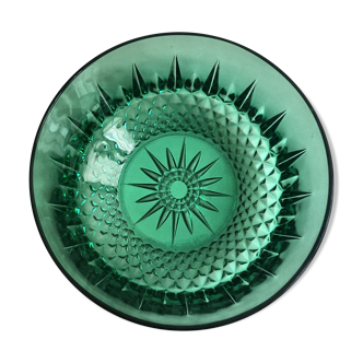 Green smoky arcoroc glass bowl vintage 70 design