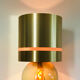 Lampe de salon pied en verre et abat-jour en laiton, Italie années 70