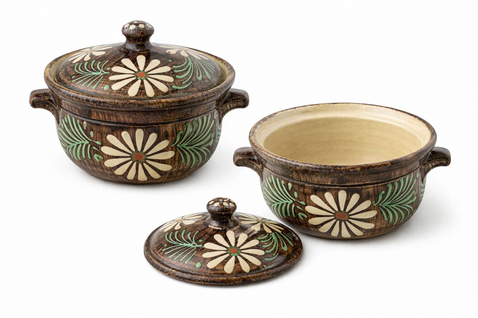 Ceramic terrine with floral decoration – Vintage – Made in France