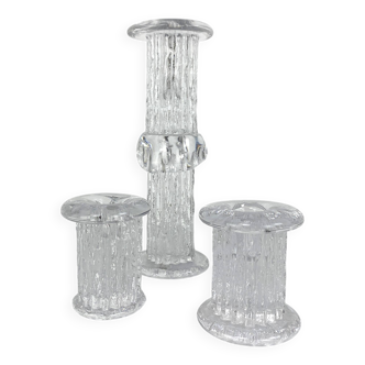 Glass candlesticks, Göran Wärff for Kosta Boda, Sweden, 1970s, set of 3