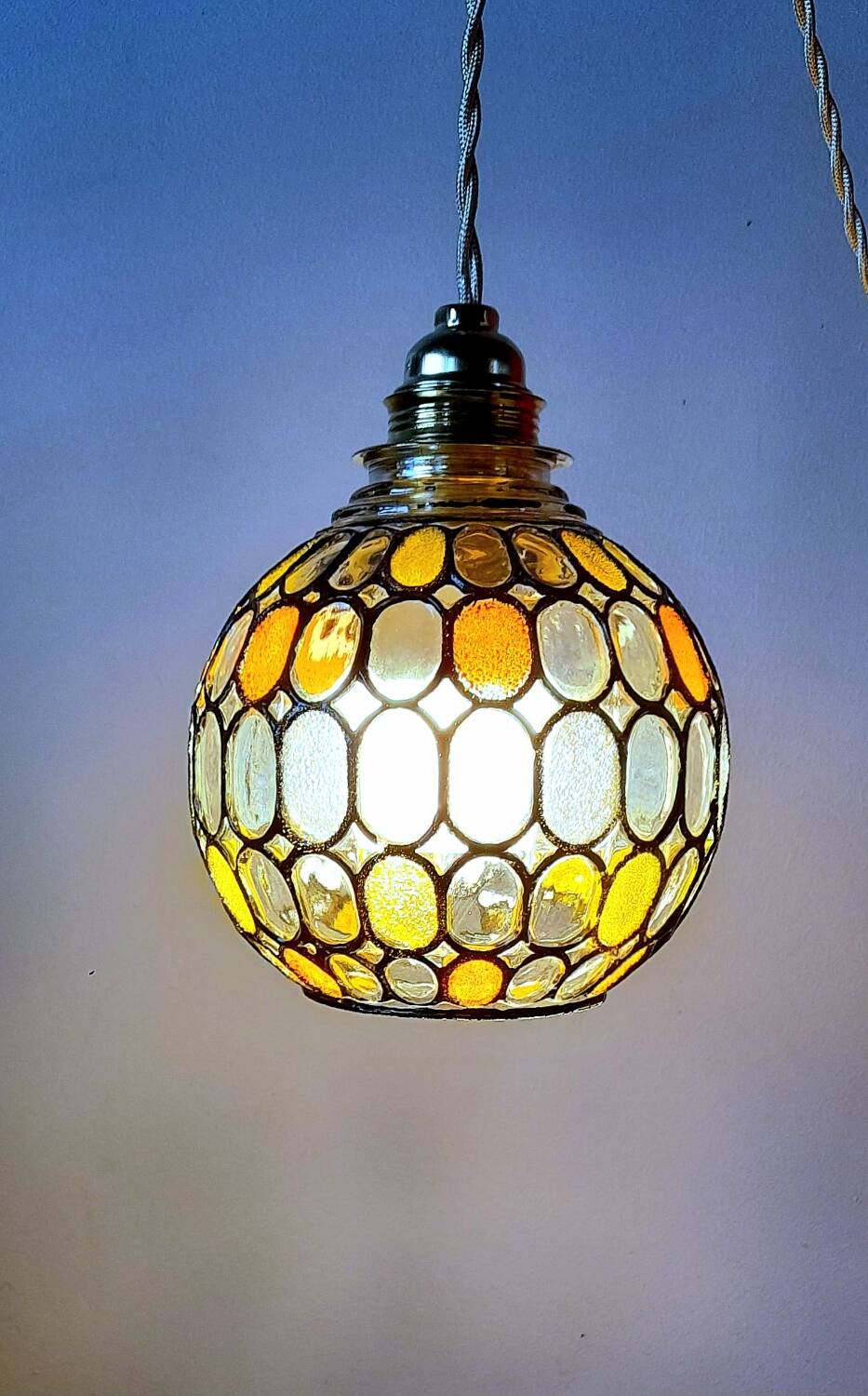 Colored glass portable lamp
