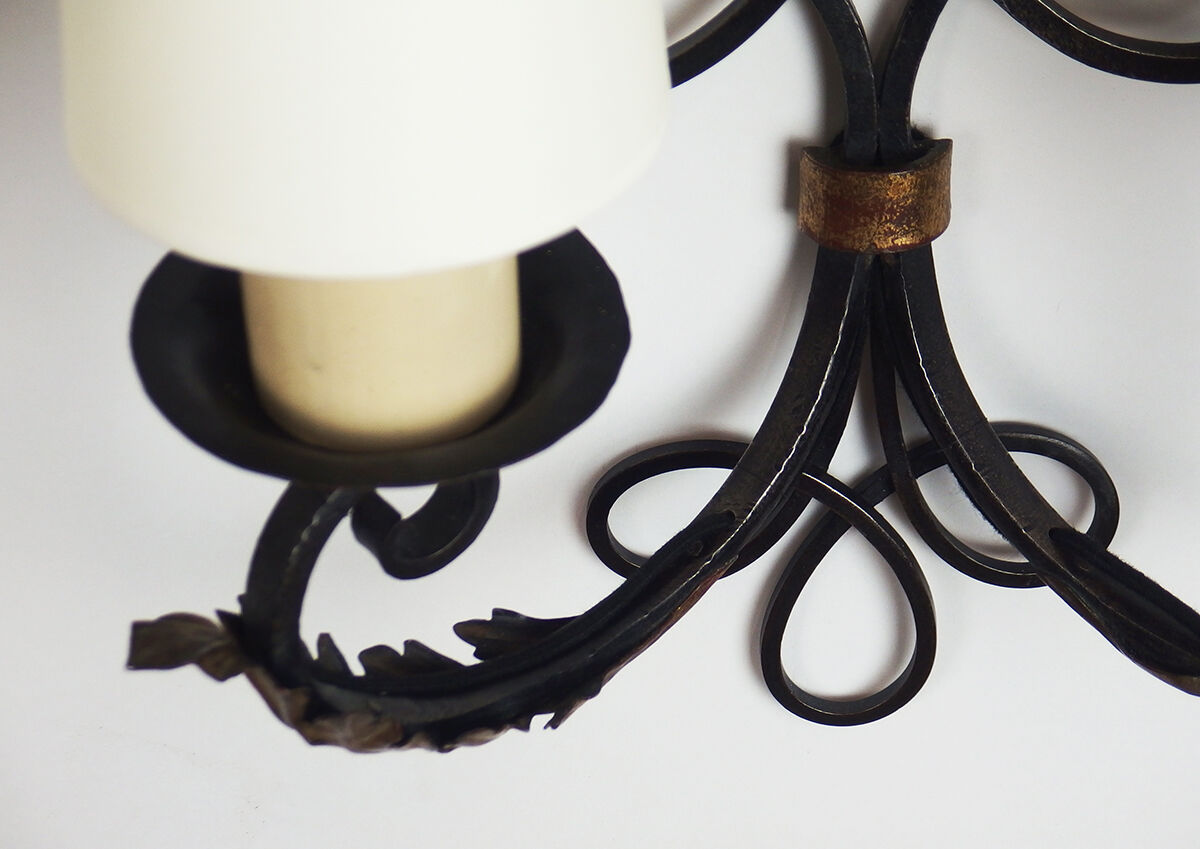 Pair of Wrought Iron Art Deco wall lamps