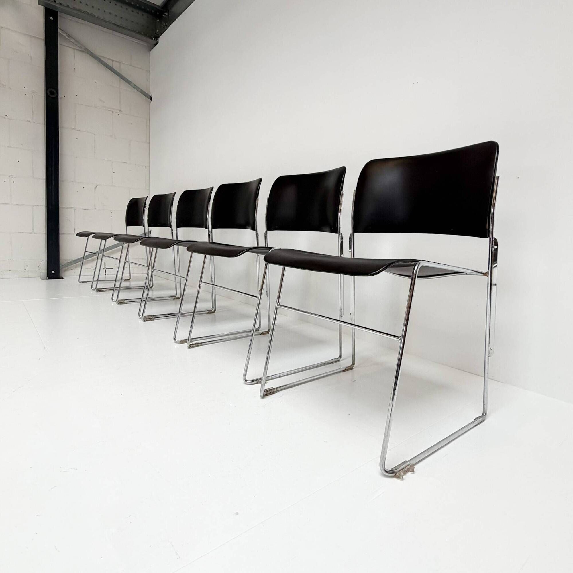 Set of 6 stacking chairs by David Rowland for HOWE, 1968