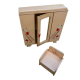 Doll cabinet and armchair, children's toy, 1930s, stencil rabbit pattern