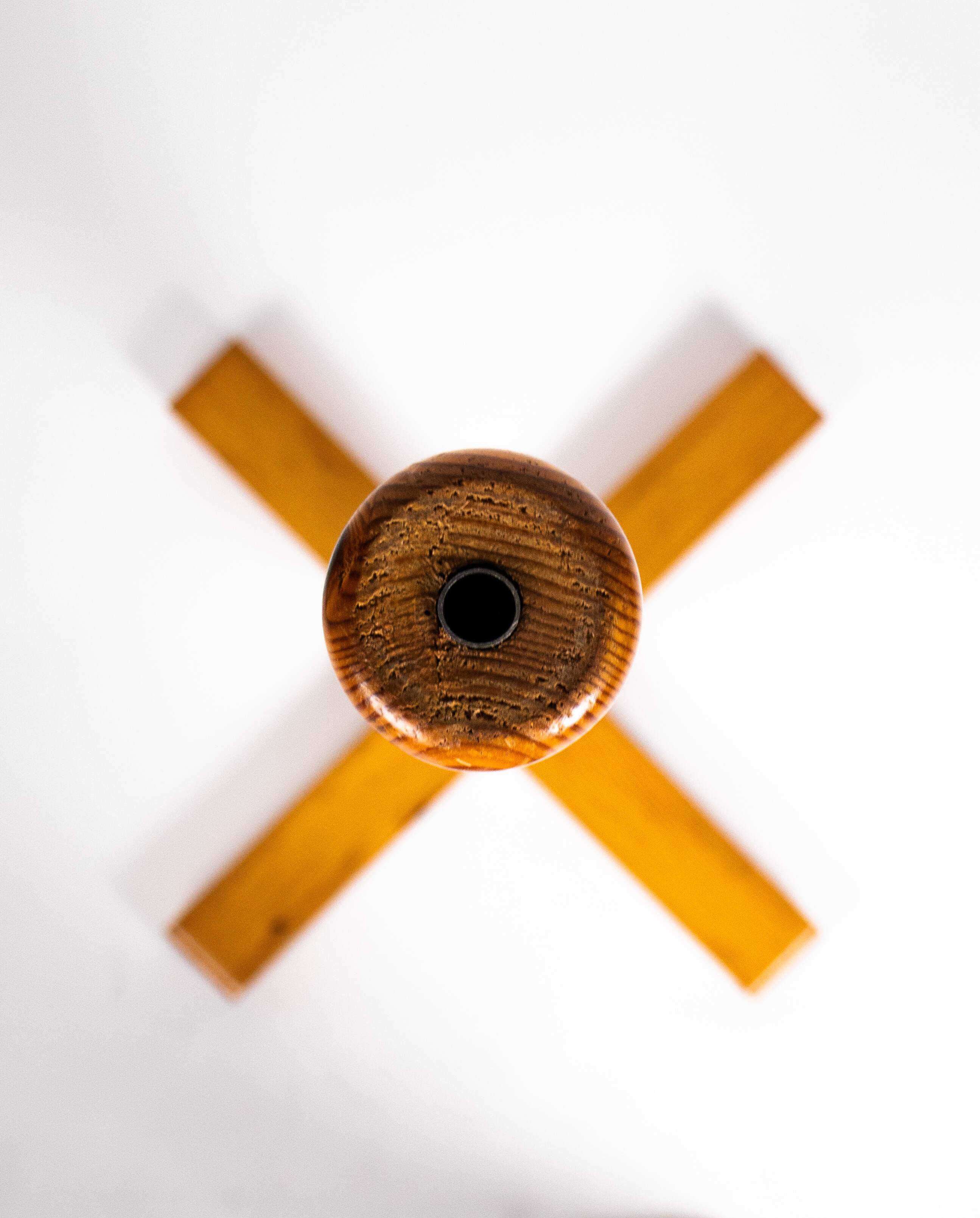 Vintage Scandinavian-style pine ball coat rack