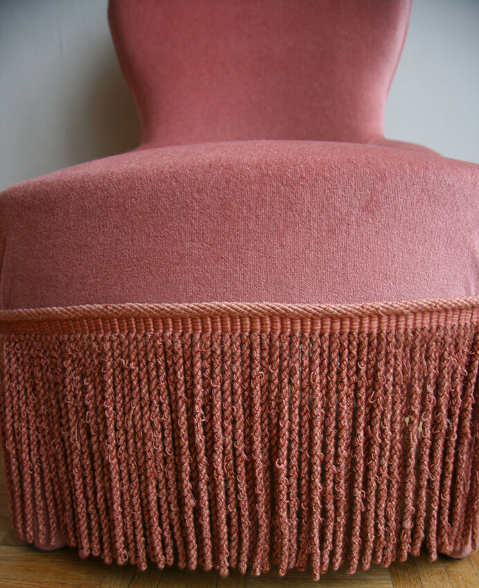 Fauteuil crapaud velours rose
