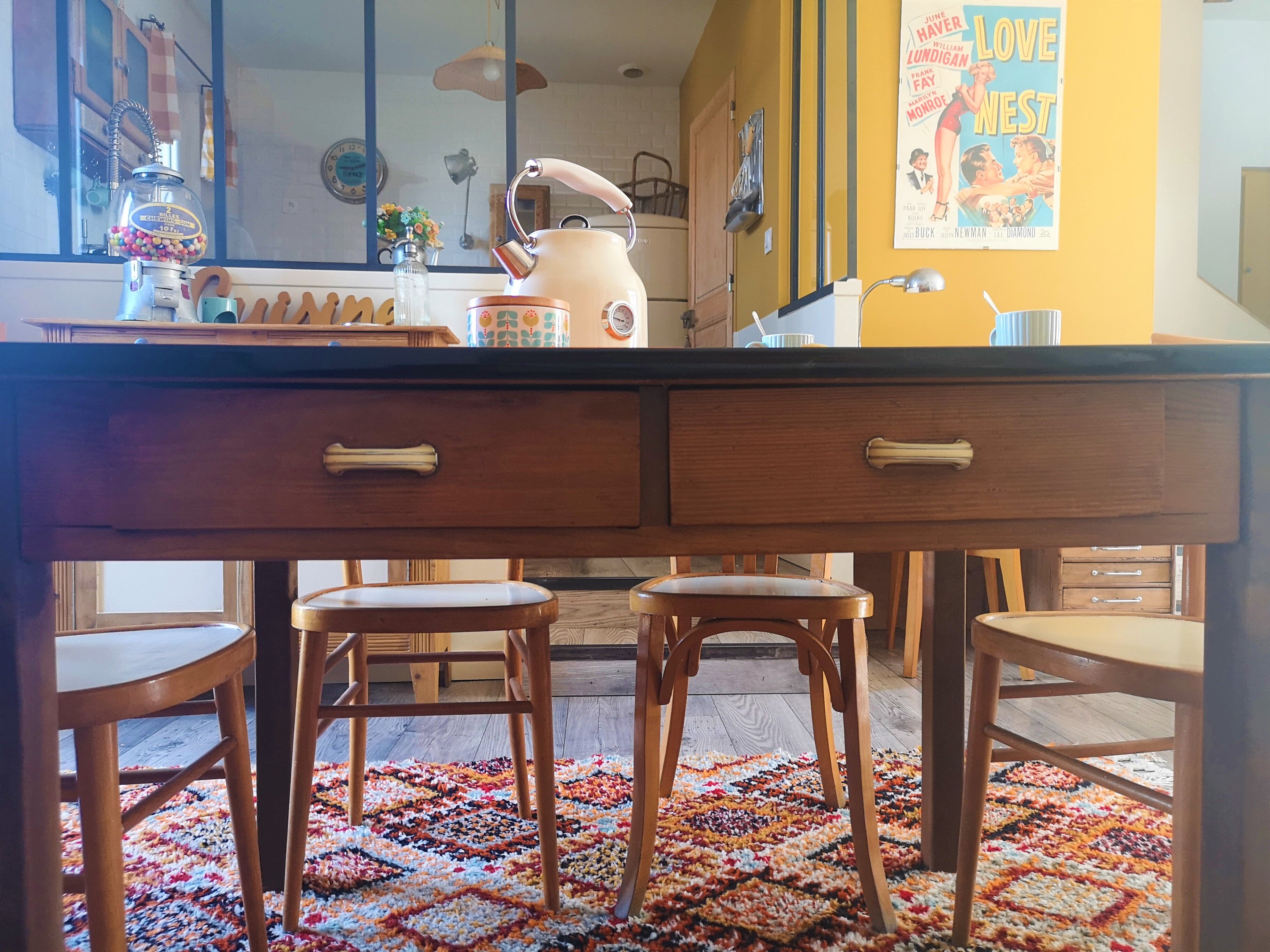 Vintage farm table formica and wood