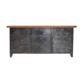 Industrial row in metal and oak.